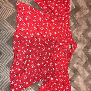 Contempo Red Floral Blouse